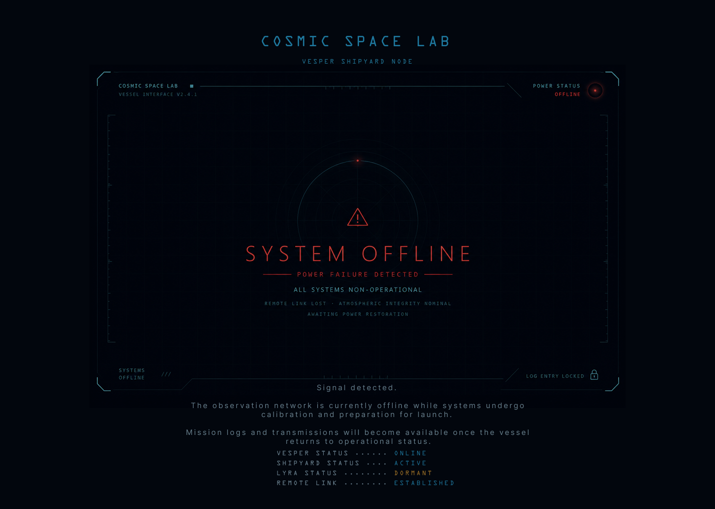 Cosmic Space Lab — System Offline